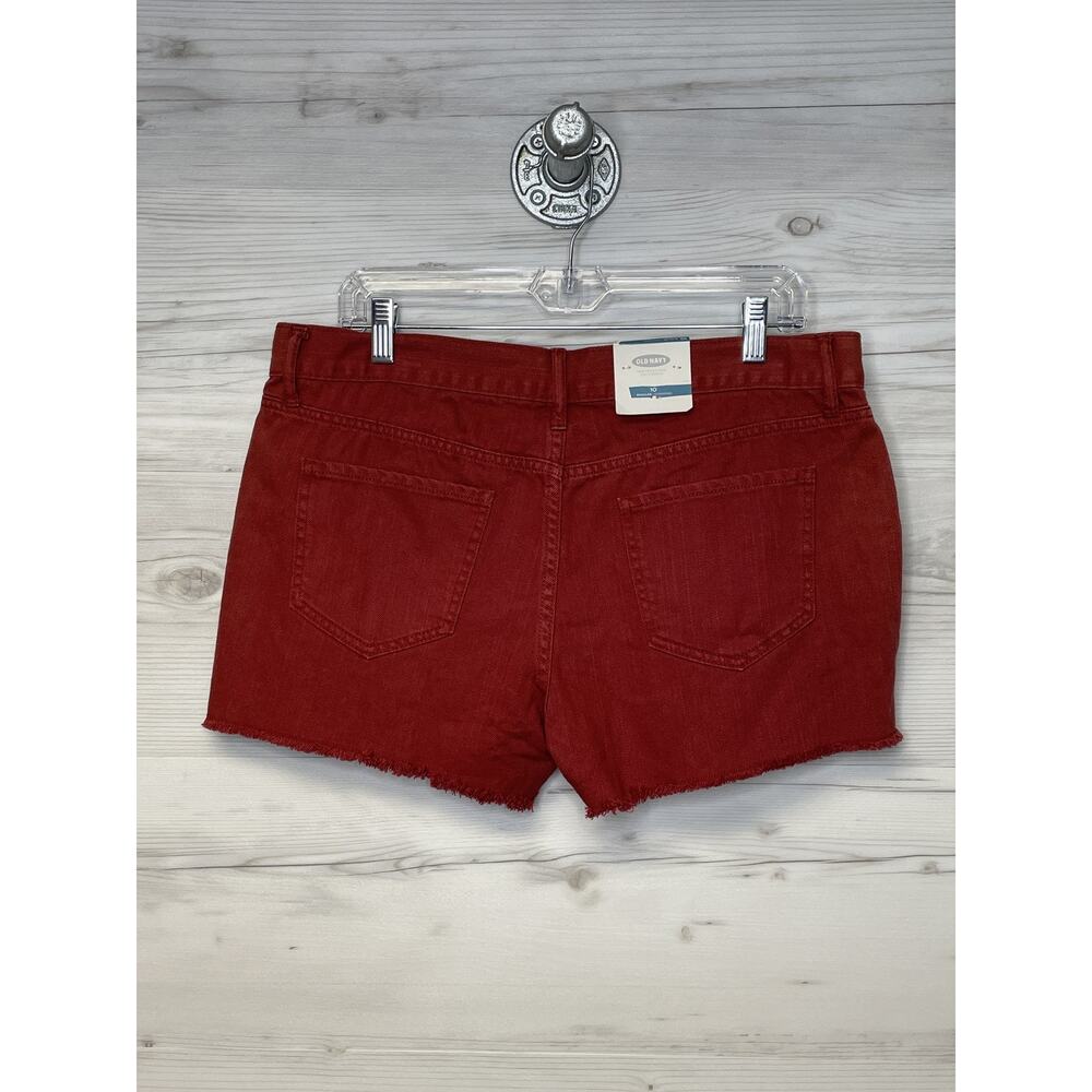 Old Navy Womens 10 Red Cutoff‎ Distressed Shorts Frayed Hem Cotton Sick Beets - Picture 12 of 13